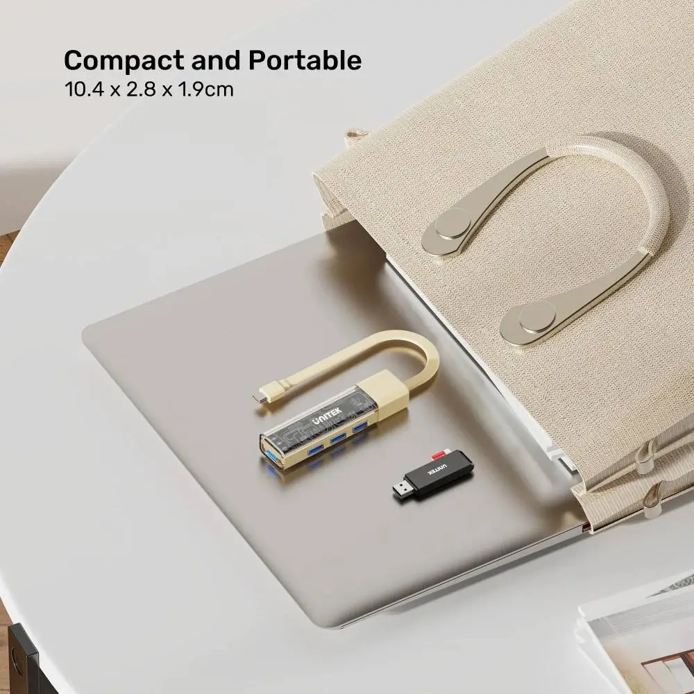Unitek хъб USB-C/USB-A 3.0 HUB 4 port, Bi-Directional, Detachable Cable, White - H1319AWH01