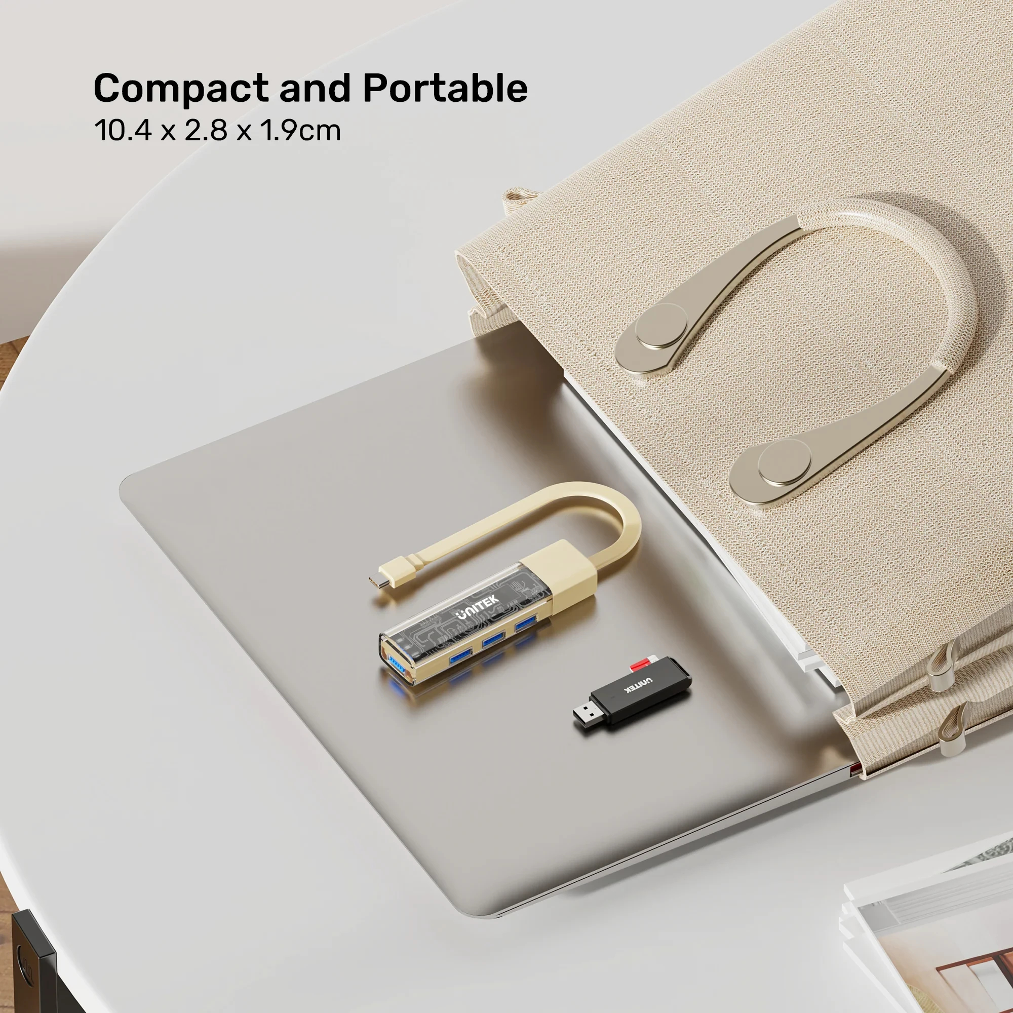 Unitek хъб USB-C/USB-A 3.0 HUB 4 port, Bi-Directional, Detachable Cable, White - H1319AWH01