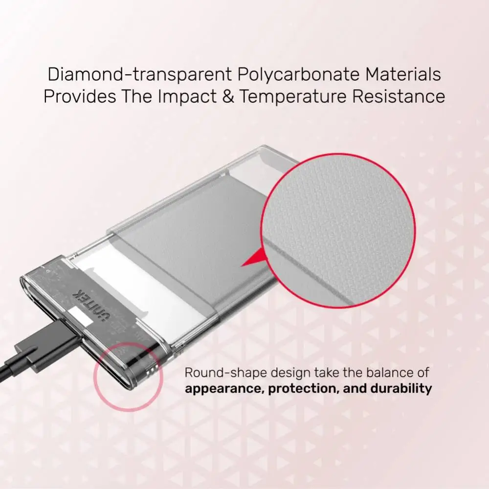 Unitek прозрачна външна кутия за диск Storage Case - DiskGuard Limpid R - 2.5 inch USB 3.0 transparent - S1103A