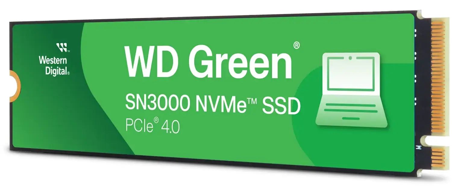 Диск SSD WD Green SN3000 1TB M.2 2280 NVMe PCIe Gen4x4 QLC 3D NAND - WDS100T4G0E