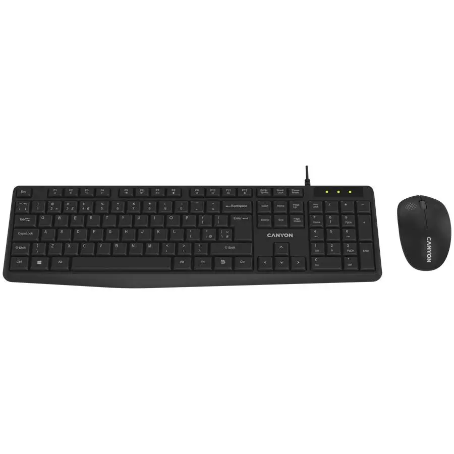 Clavier avec souris CANYON SET-W01 Keyboard+Mouse Wireless Black EN/BG
