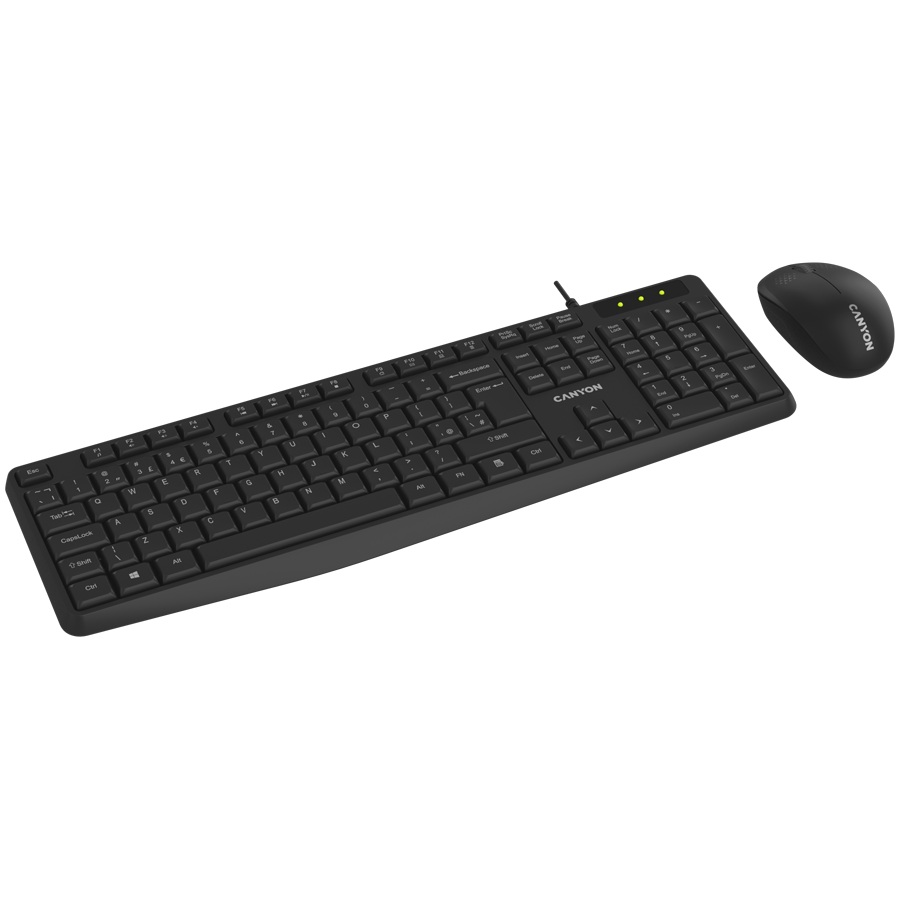 Clavier avec souris CANYON SET-W01 Keyboard+Mouse Wireless Black EN/BG