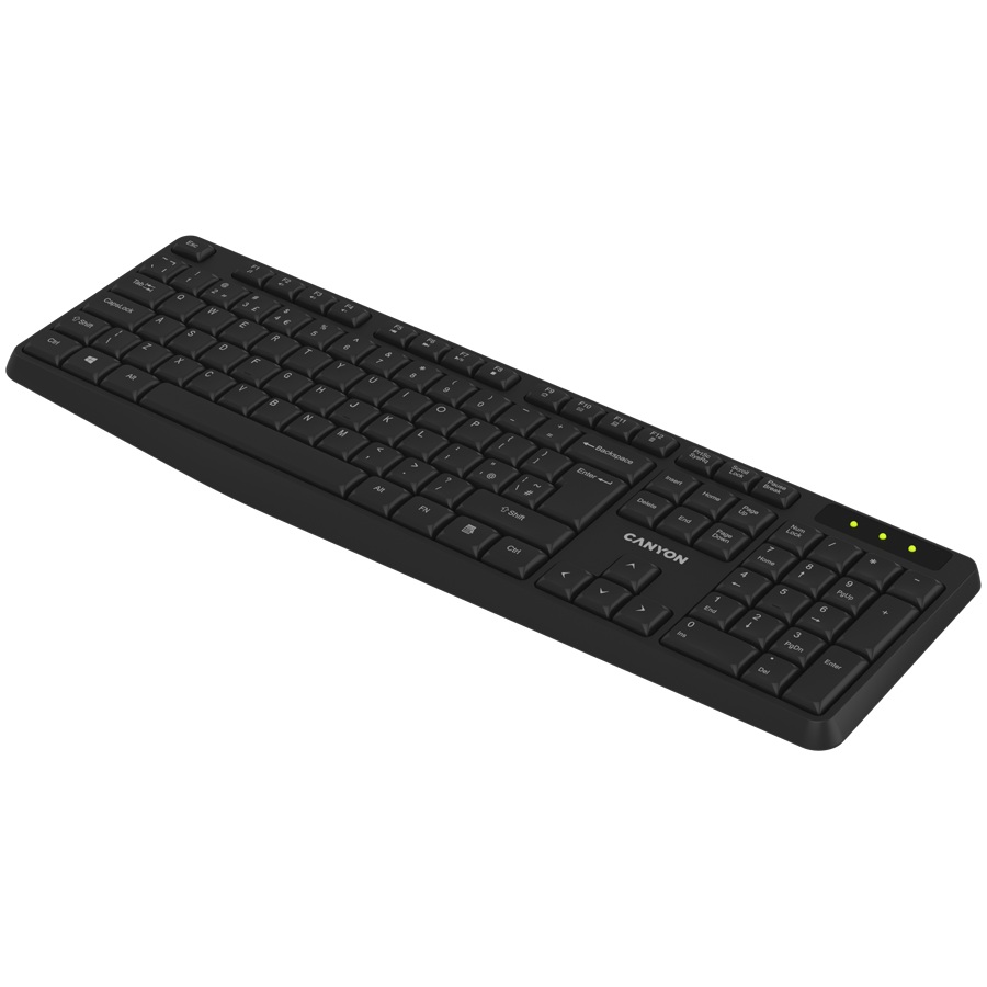Клавиатура CANYON keyboard KB-W01 Wireless Black EN/BG