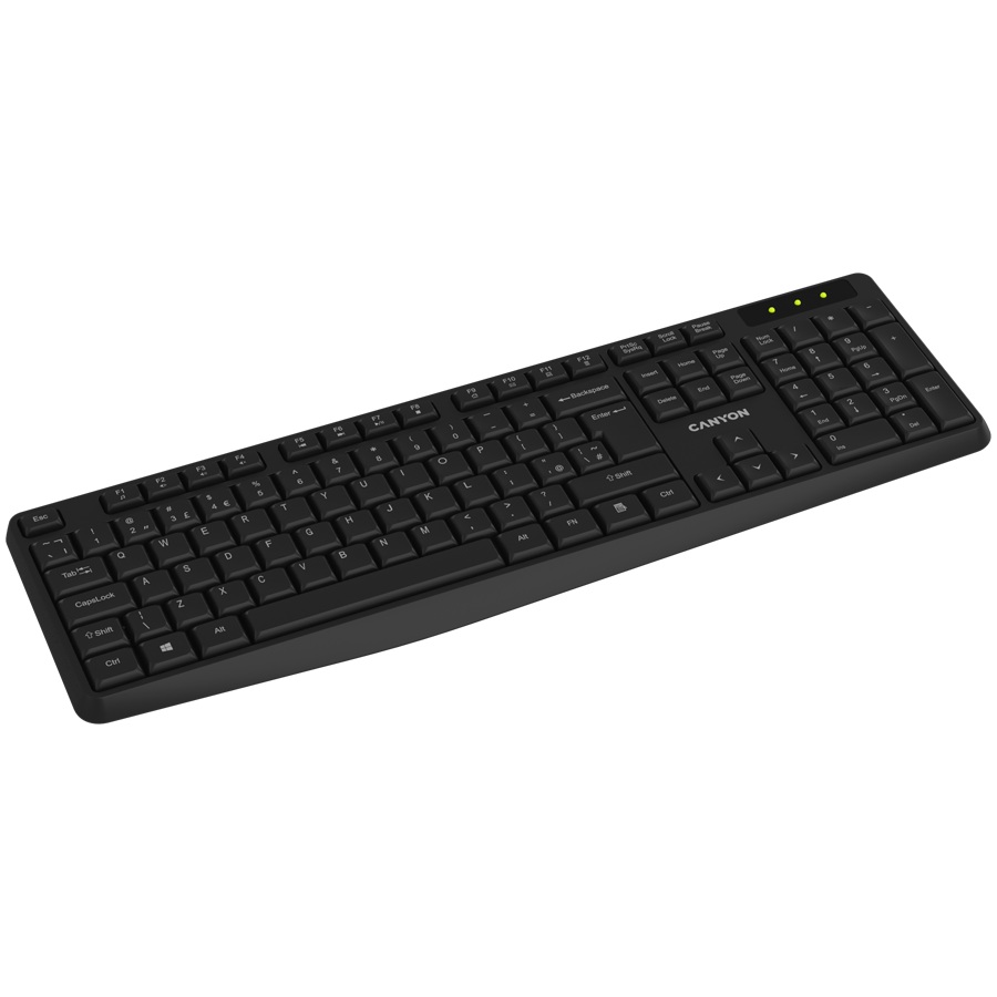 Клавиатура CANYON keyboard KB-W01 Wireless Black EN/BG