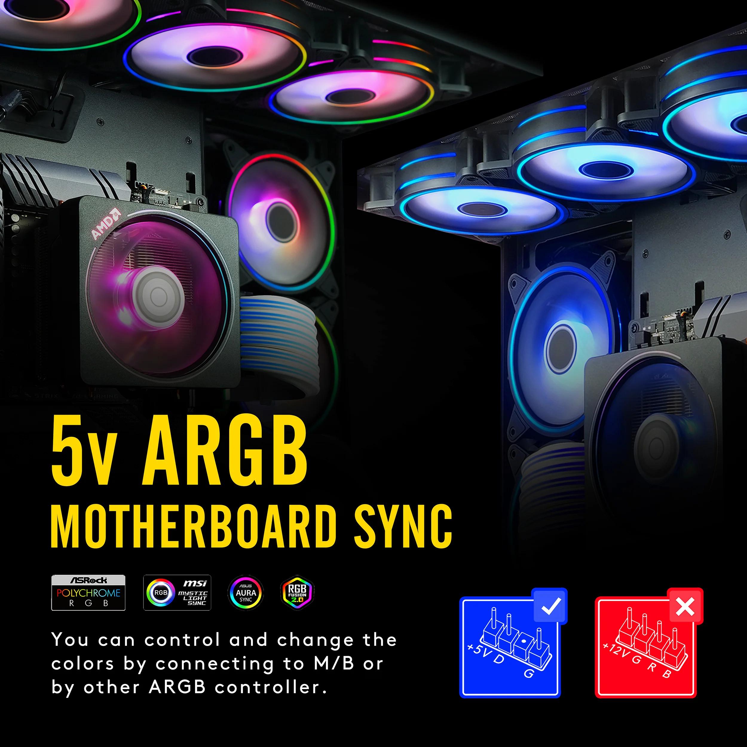 Вентилатори EZDIY-FAB Moonlight Black RGB PWM 120mm - 5 Pack