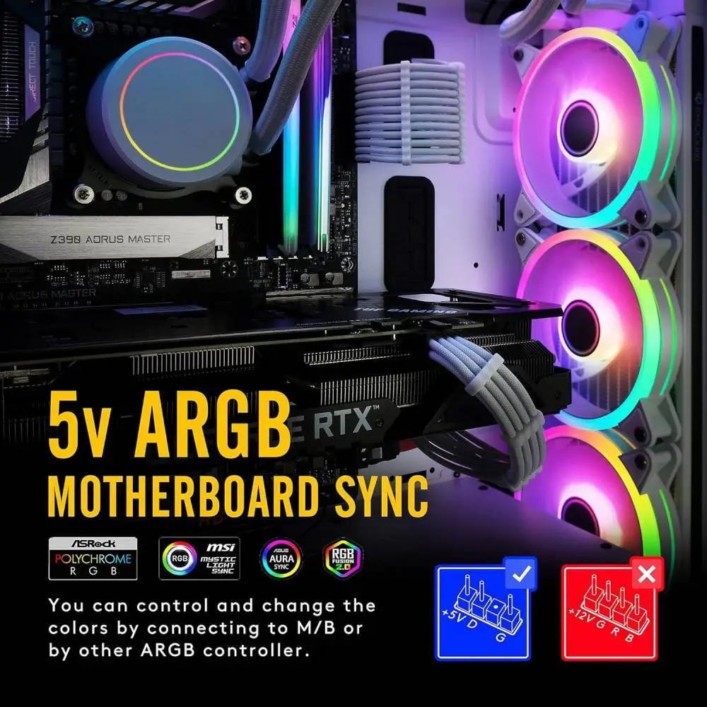 Вентилатори EZDIY-FAB Moonlight White RGB PWM 120mm - 3 Pack