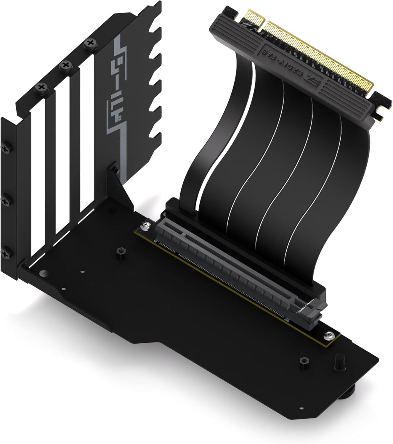 Брекет за вертикален монтаж на GPU EZDIY-FAB PCIe 4.0 Riser Cable 90° Black