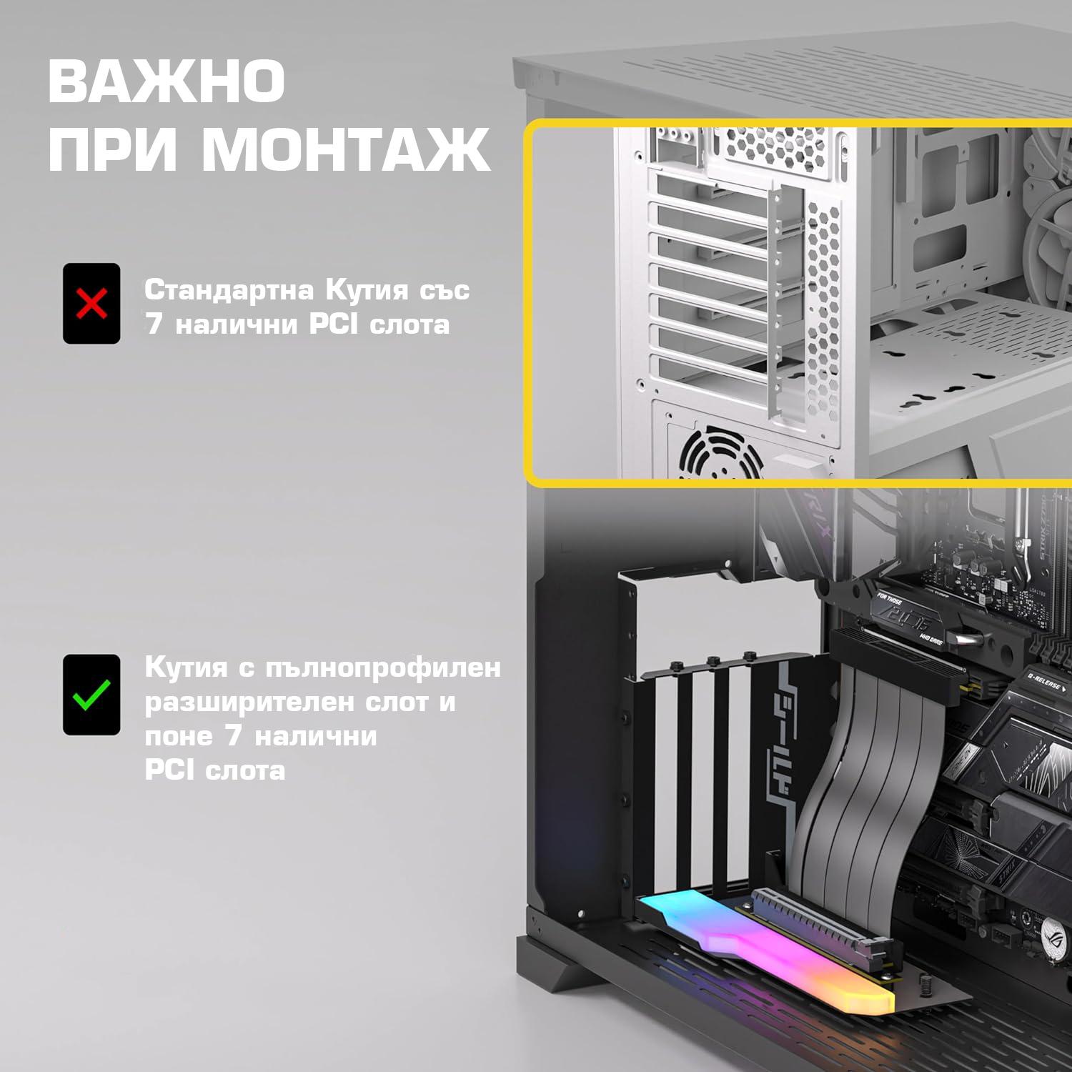 Брекет за вертикален монтаж на GPU EZDIY-FAB PCIe 4.0 Riser Cable 90° Black