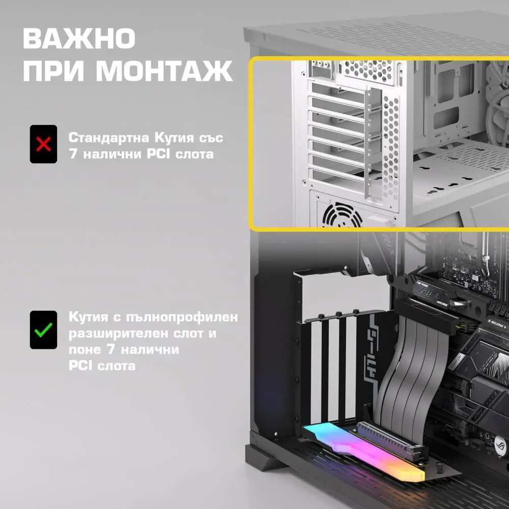 Брекет за вертикален монтаж на GPU EZDIY-FAB RGB PCIe 4.0 Riser Cable 90° Black
