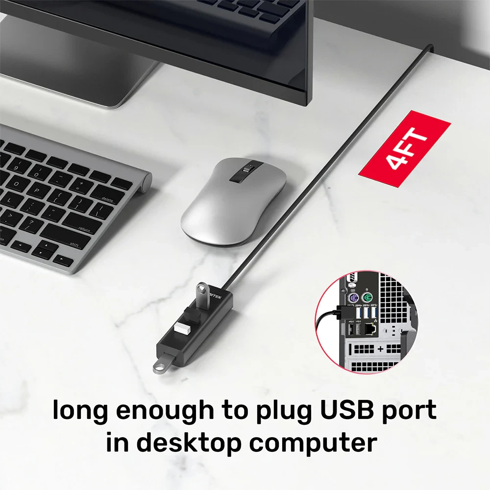 Unitek хъб USB3.0 HUB 4 port, 1.2m cable, aux USB-C power input - Y-3089V01