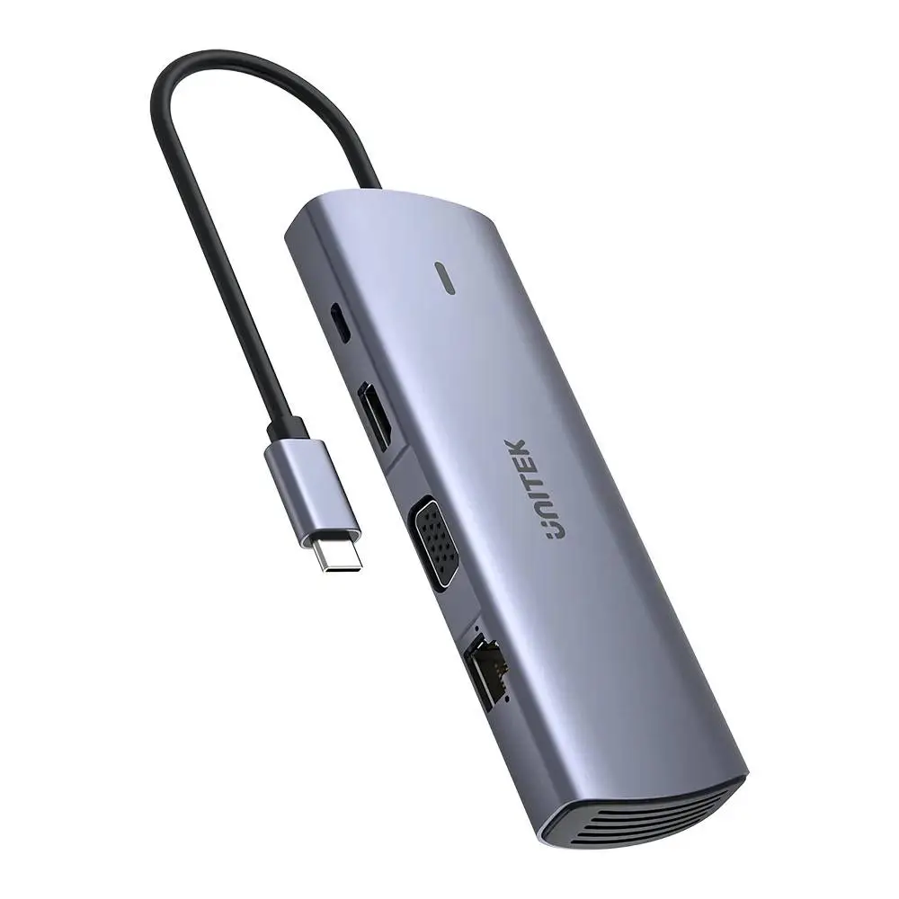 Unitek докинг станция Type-C Docking Station PD3.0 100W - HDMI, USB-C x 1, USB3.0 x 3, LAN, SD, VGA - D1113A