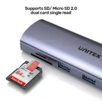 Unitek докинг станция Type-C Docking Station PD3.0 100W - HDMI, USB-C x 1, USB3.0 x 3, LAN, SD, VGA - D1113A