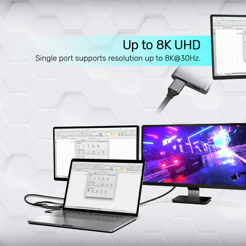 Unitek Адаптер Adapter USB-C M to DisplayPort x 2 F - 8K@30Hz, MST - V1404A