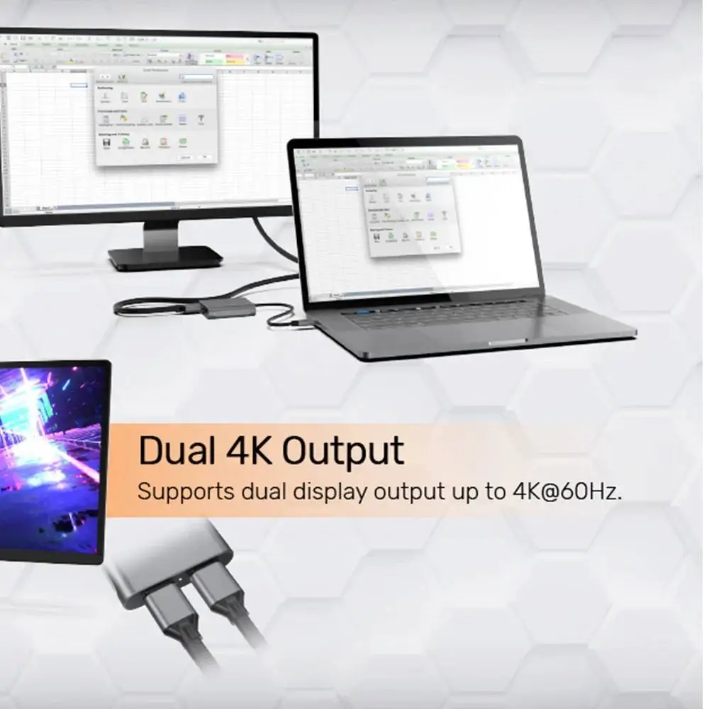 Unitek Адаптер Adapter USB-C M to DisplayPort x 2 F - 8K@30Hz, MST - V1404A