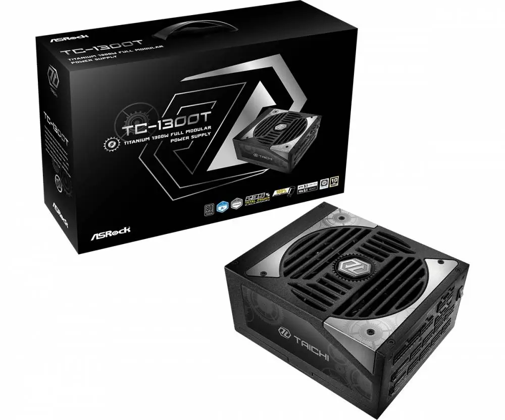 Захранване Asrock TC-1300T 1300W 80 Plus Titanium ATX 3.1 PCIe 5.1 Cybenetics Fully Modular