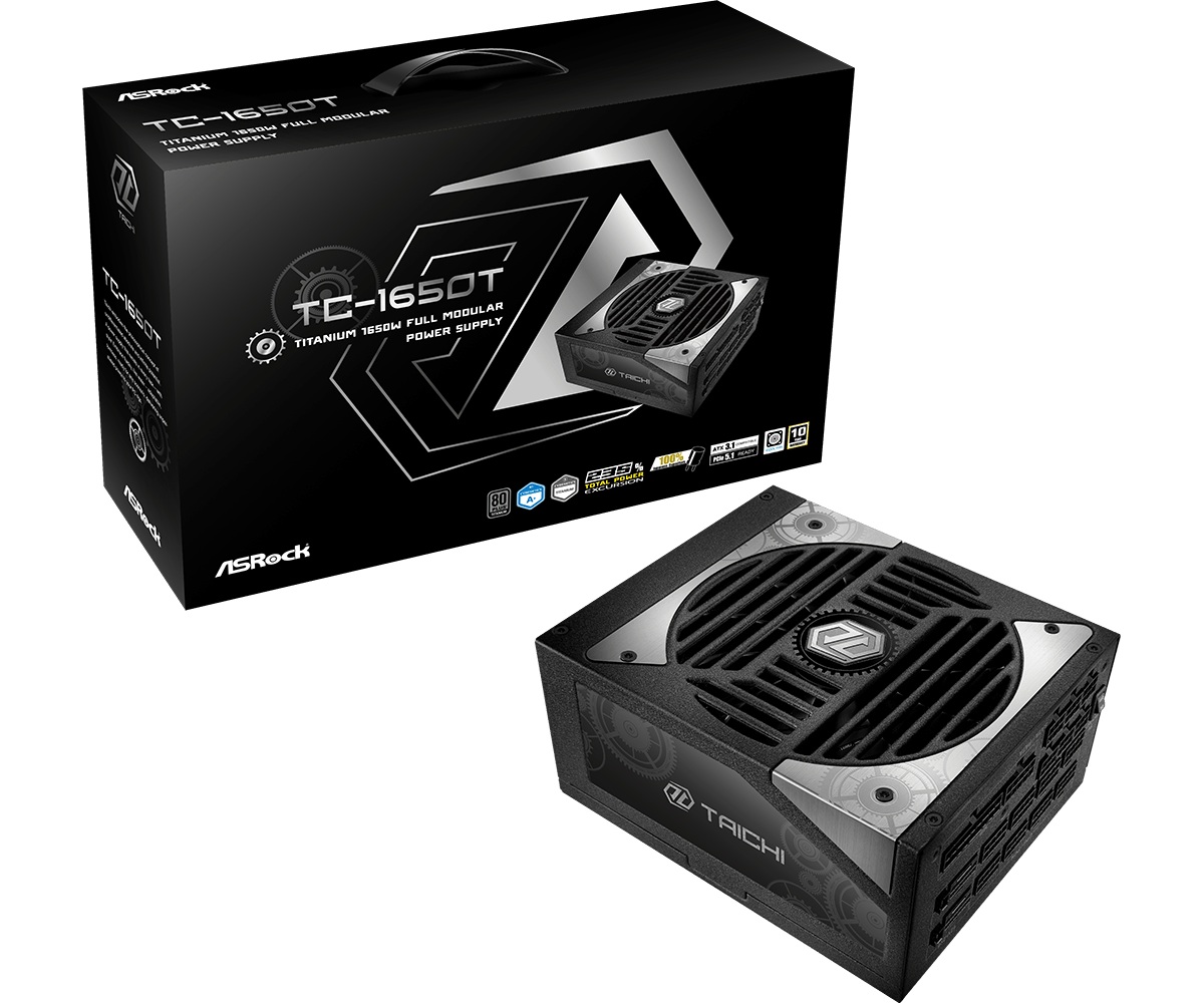 Захранване Asrock TC-1650T 1650W 80 Plus Titanium ATX 3.1 PCIe 5.1 Cybenetics Fully Modular PSU