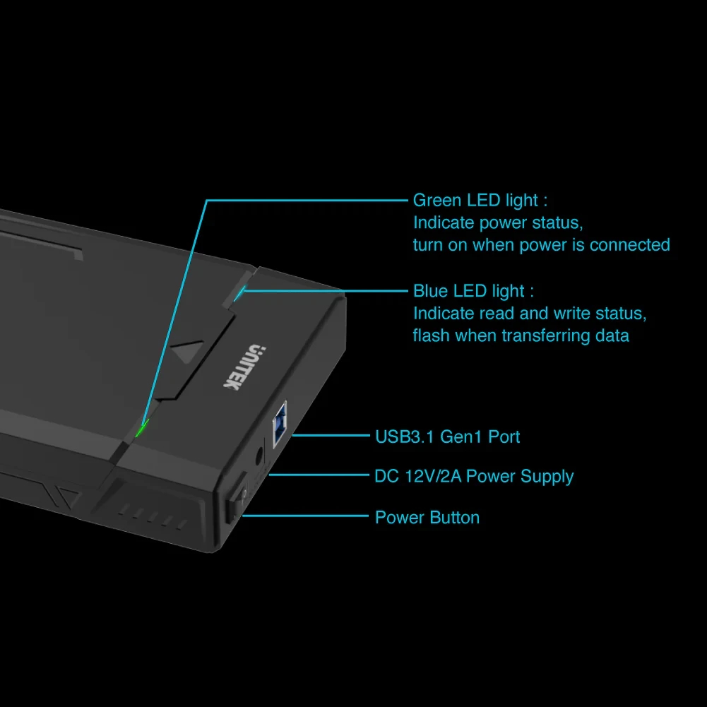 Unitek кутия за диск Storage - Case DiskGuard Raiden - 2.5/3.5 inch USB3.0 UASP - Y-3035