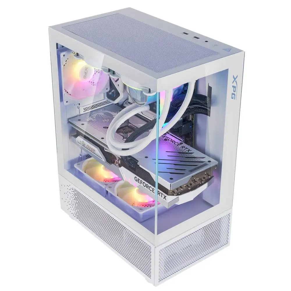 Кутия ADATA INVADER X MINI White Mid-Tower Case, 5 x 120 mm ARGB Fans