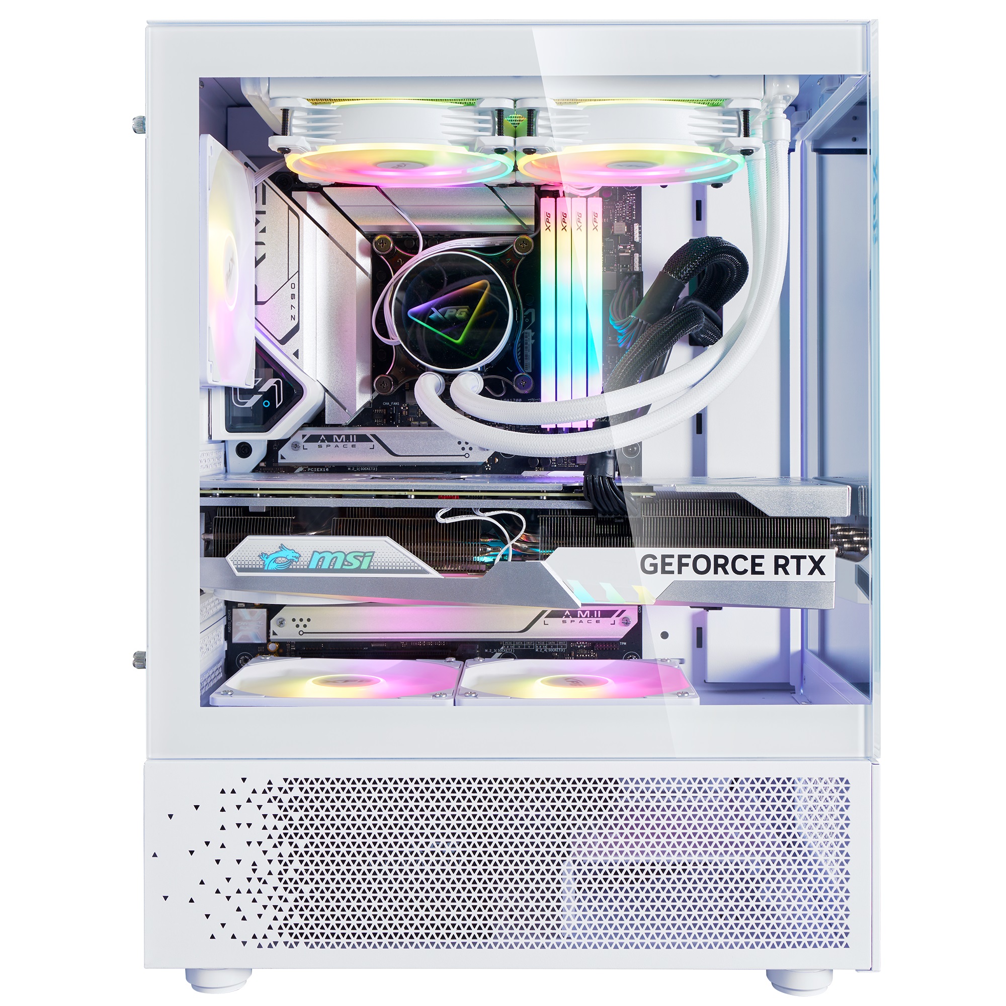 Кутия ADATA INVADER X MINI White Mid-Tower Case, 5 x 120 mm ARGB Fans