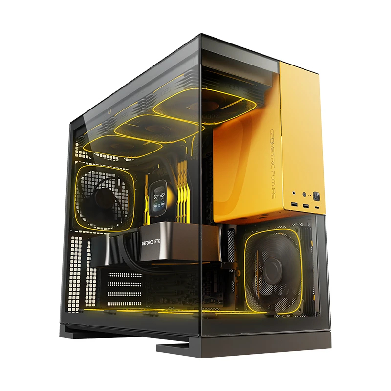 Boîtier Geometric Future Model 5 Noir/Jaune Case EATX - 5 x 140 mm aRGB fans inclus