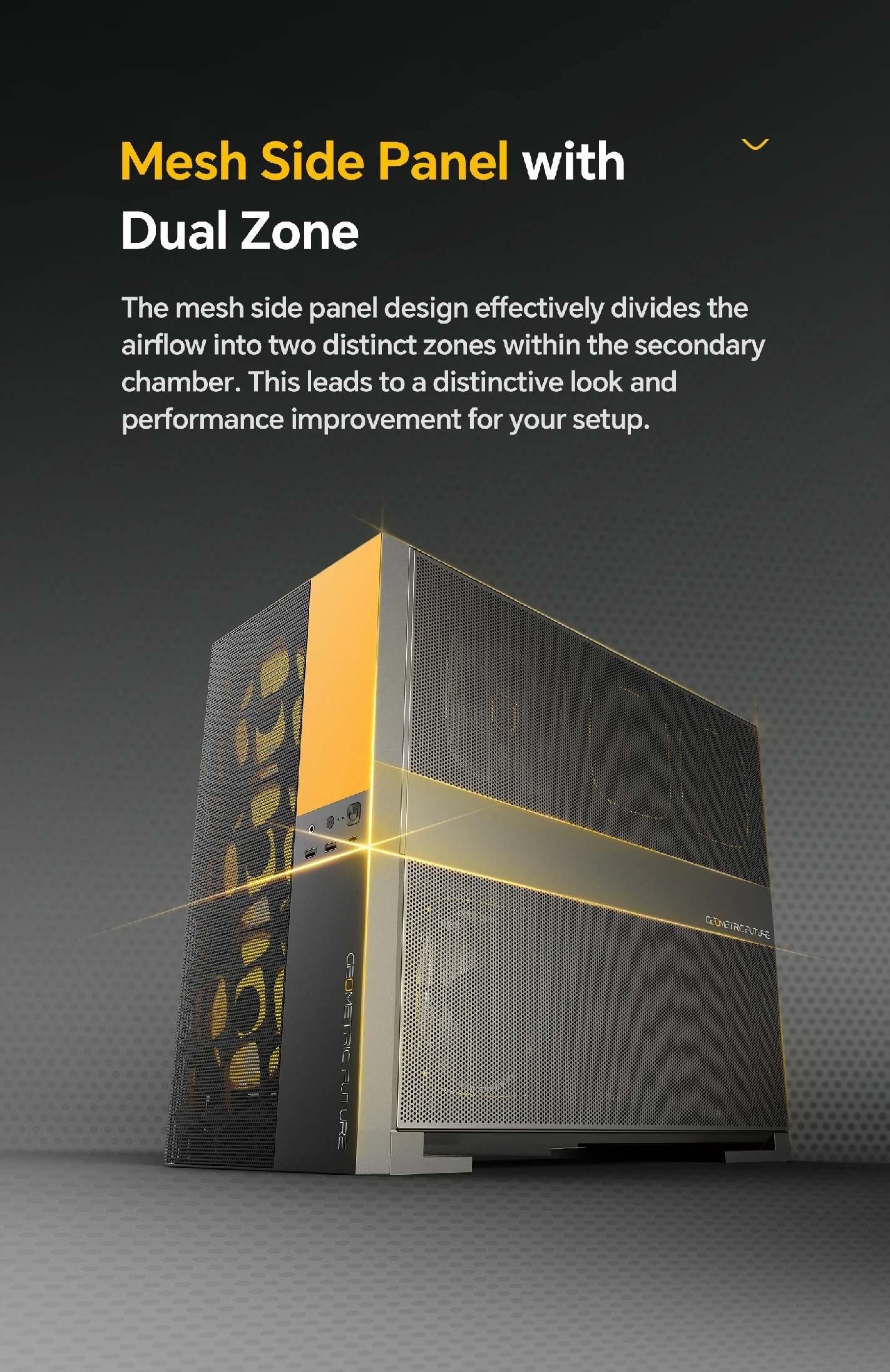 Кутия Geometric Future Model 5 Vent Black Case EATX - 5 x 140 mm aRGB fans included