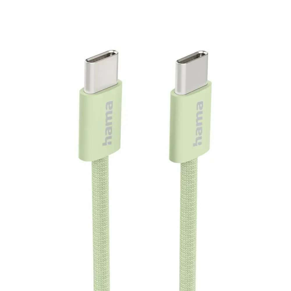 HAMA Кабел за зареждане "Fabric", USB-C - USB-C, 1 m, Nylon, зелен