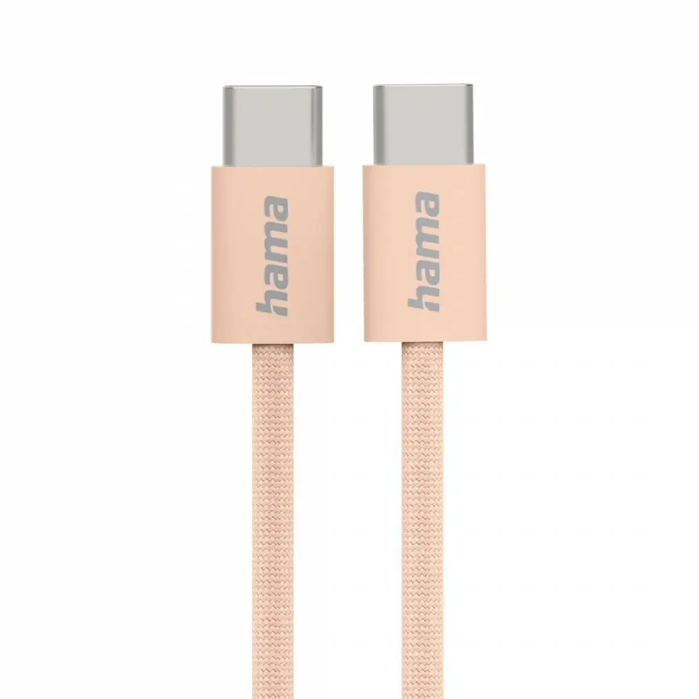 HAMA Cablu de încărcare "Fabric", USB-C - USB-C, 1 m, Nylon, portocalie