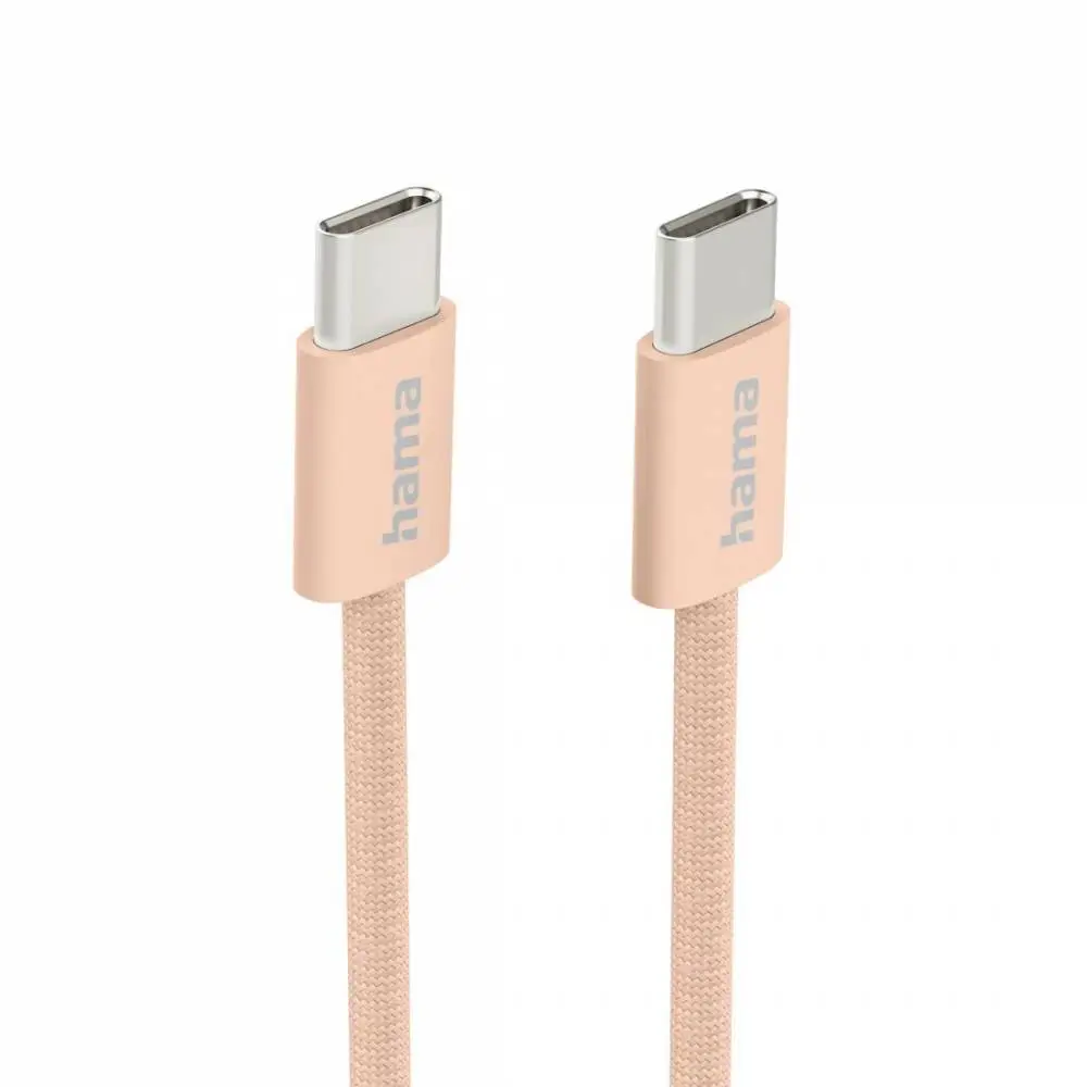 HAMA Кабел за зареждане "Fabric", USB-C - USB-C, 1 m, Nylon, оранжев