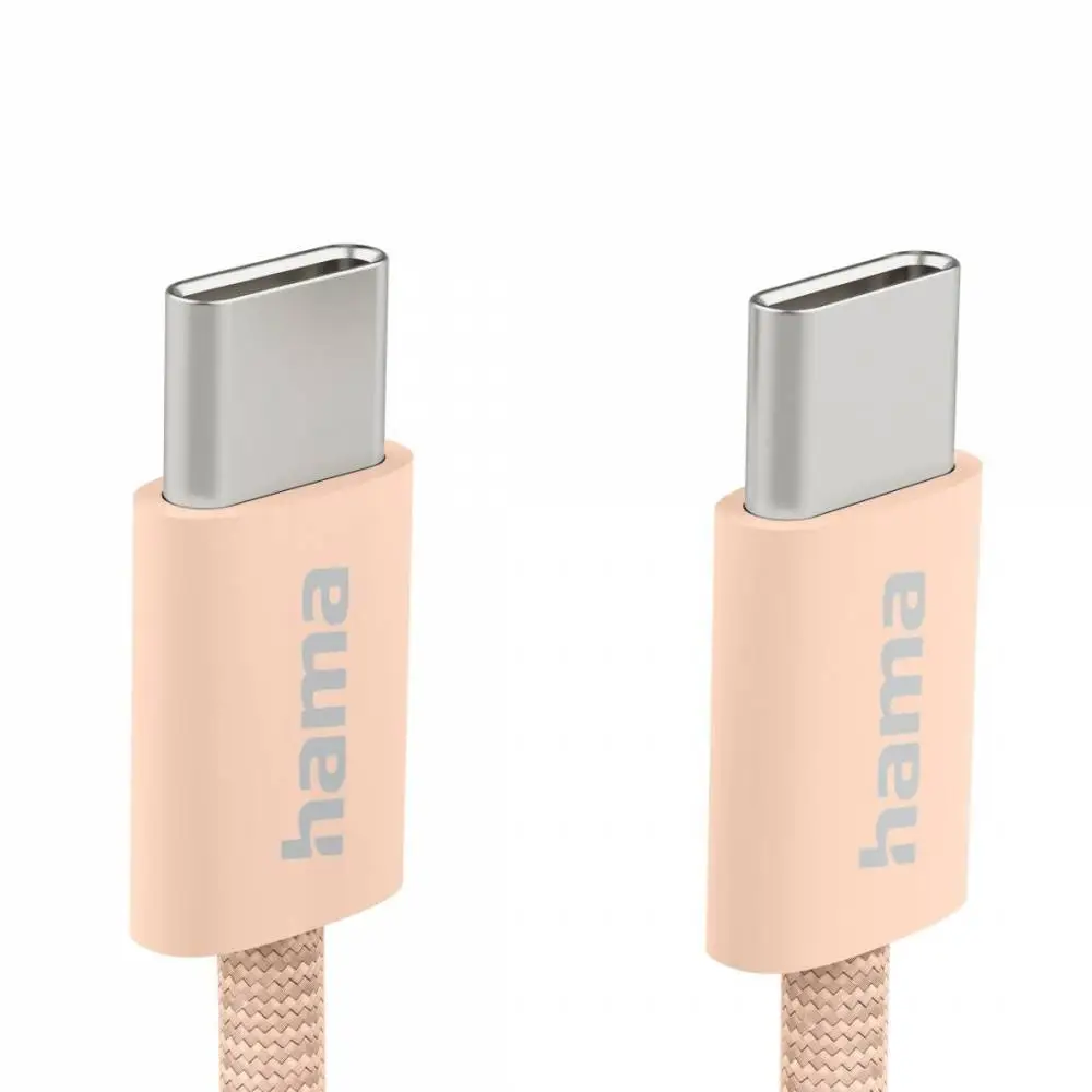 HAMA Кабел за зареждане "Fabric", USB-C - USB-C, 1 m, Nylon, оранжев