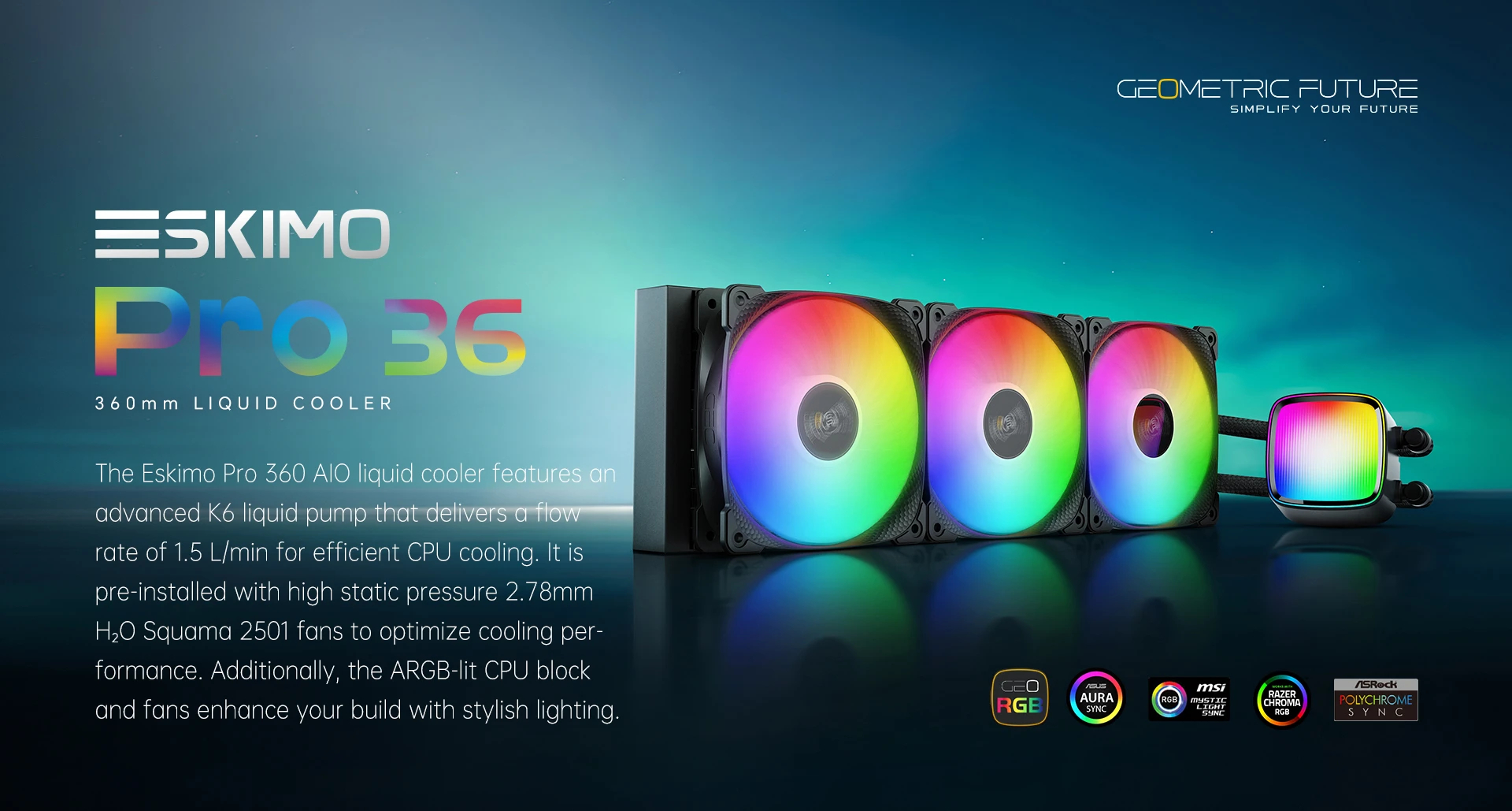 Водяное охлаждение Geometric Future Eskimo Pro 360 White Water Cooling ARGB
