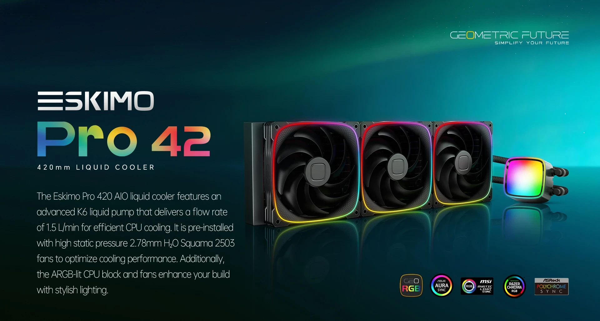 Водно охлаждане Geometric Future Eskimo Pro 420 White Water Cooling ARGB