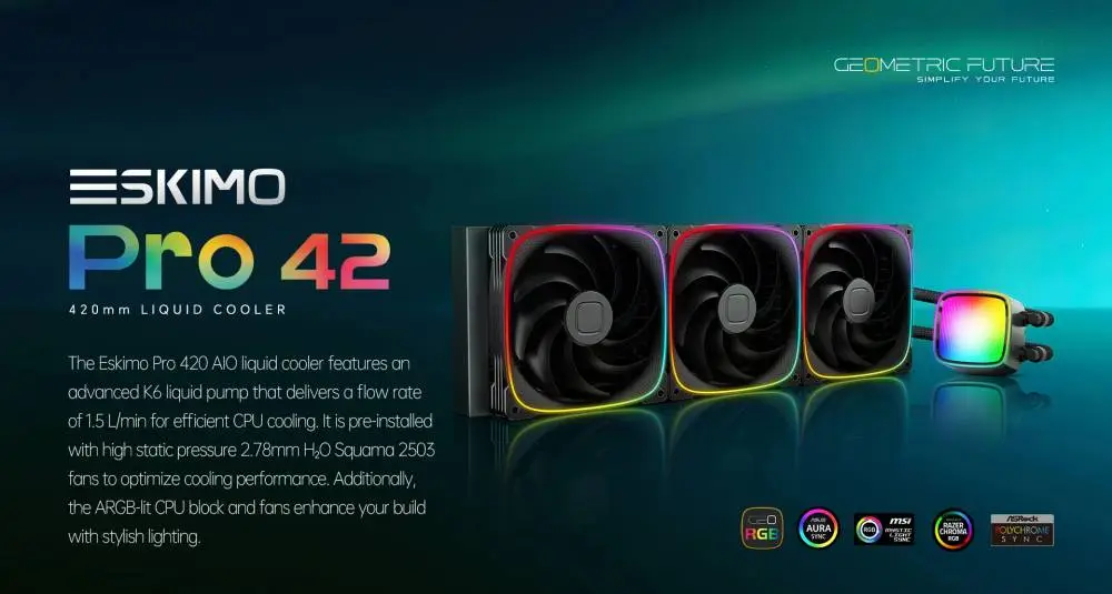 Водно охлаждане Geometric Future Eskimo Pro 420 Black Water Cooling ARGB
