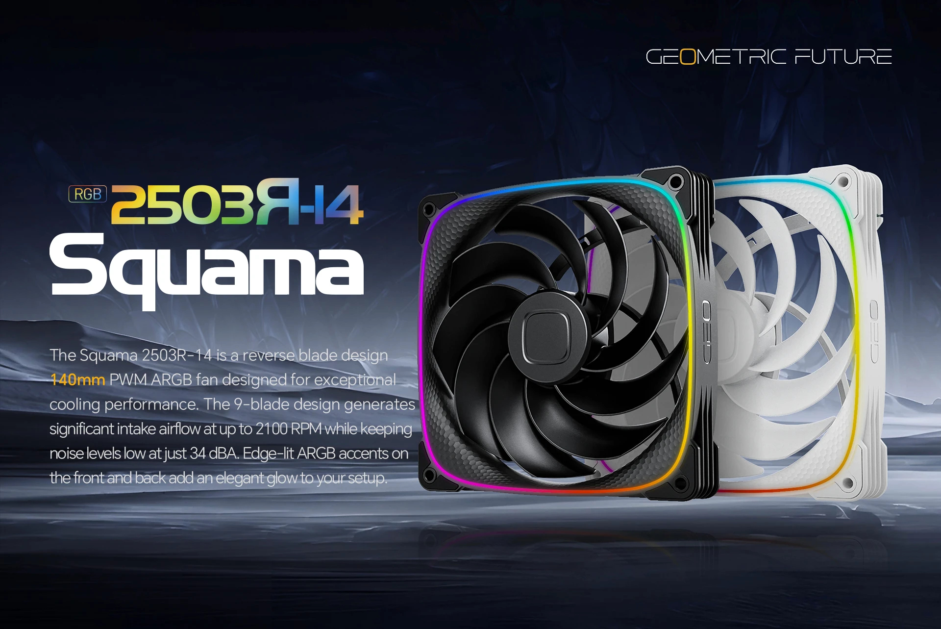 Вентилатори Geometric Future Squama 2503RW-14 White Reversed 140mm Fan Pack 3-in-1