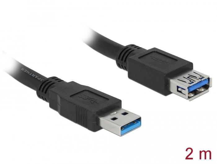 Delock Câble d'extension blindé USB 3.0 Type-A mâle > USB 3.0 Type-A femelle 2.0 m noir