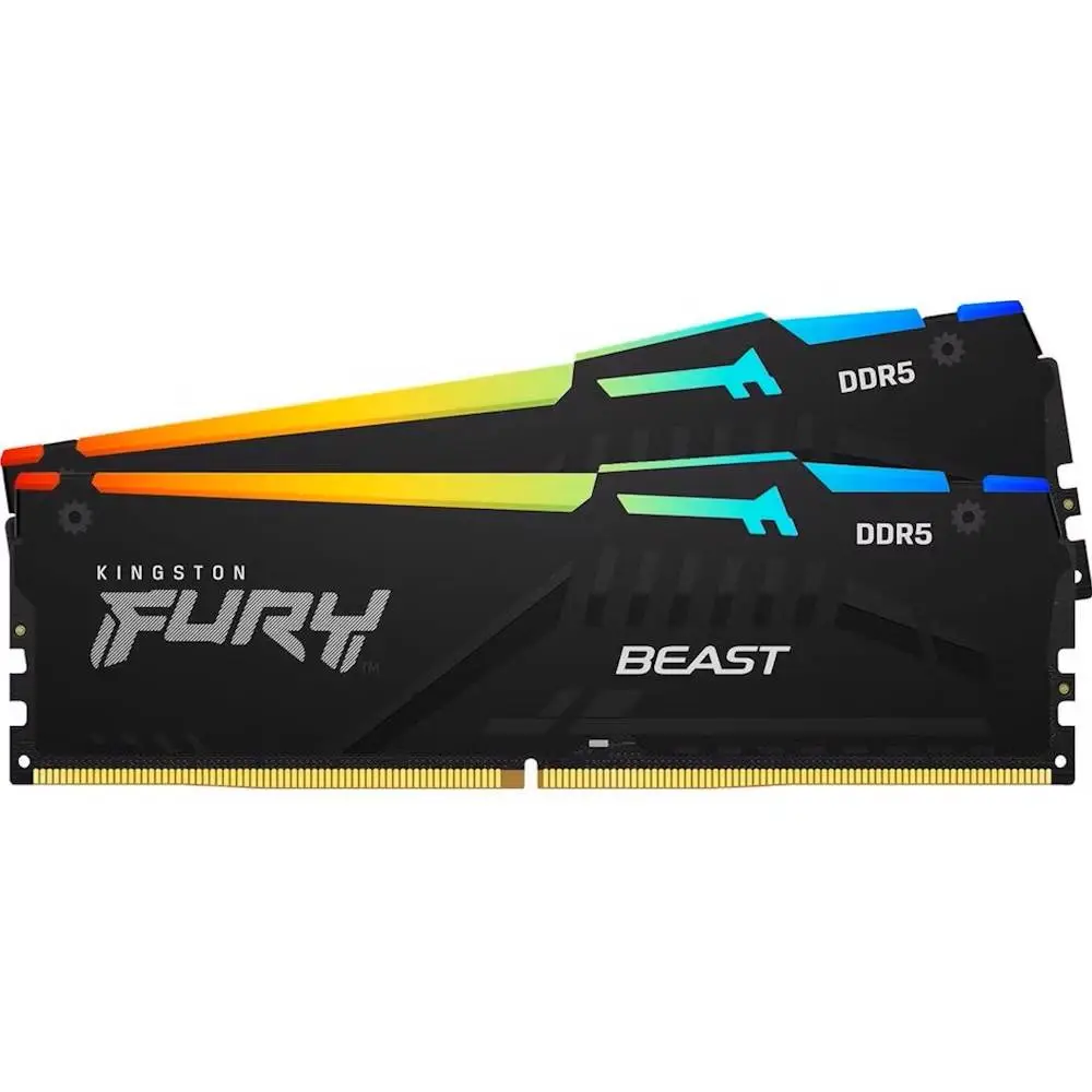 Памет Kingston FURY Beast RGB Black 32GB (2x16GB) DDR5 6400MHz CL32 XMP - KF564C32BBAK2-32
