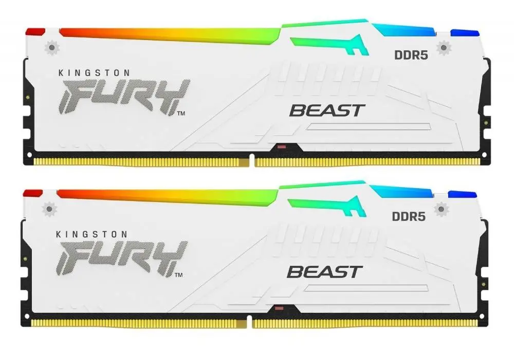 Памет Kingston FURY Beast RGB White 64GB (2x32GB) DDR5 6000MHz CL30 XMP/EXPO - KF560C30BWEAK2-64