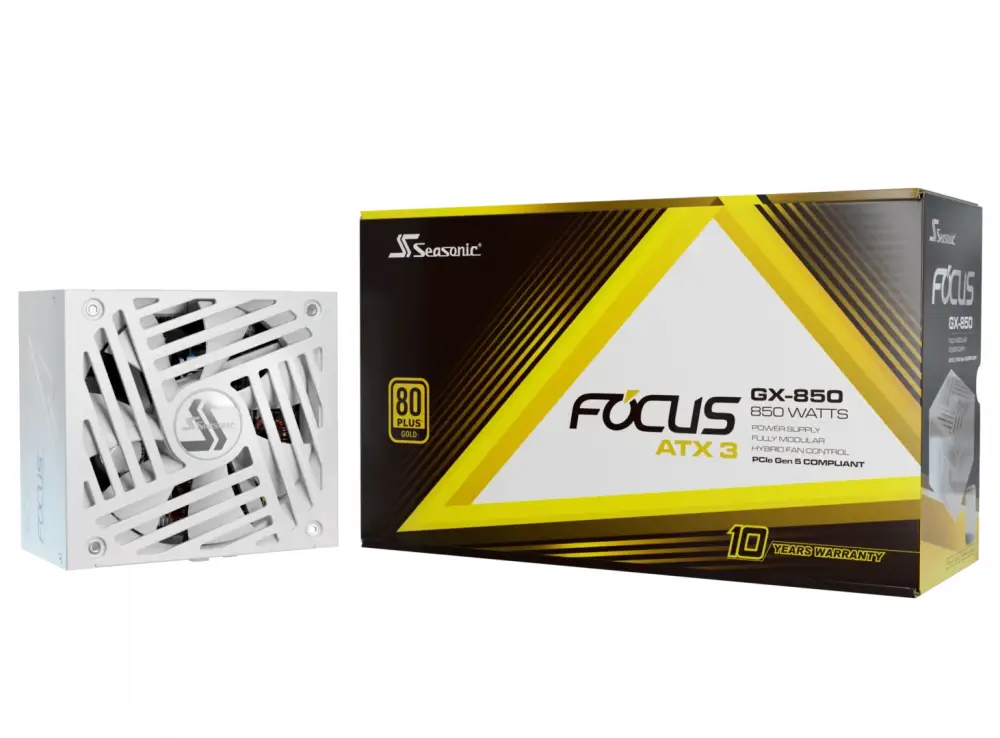Fuente Seasonic FOCUS GX-850 White 850W 80 Plus Gold ATX 3.1 PCIe 5.1 Fully Modular PSU