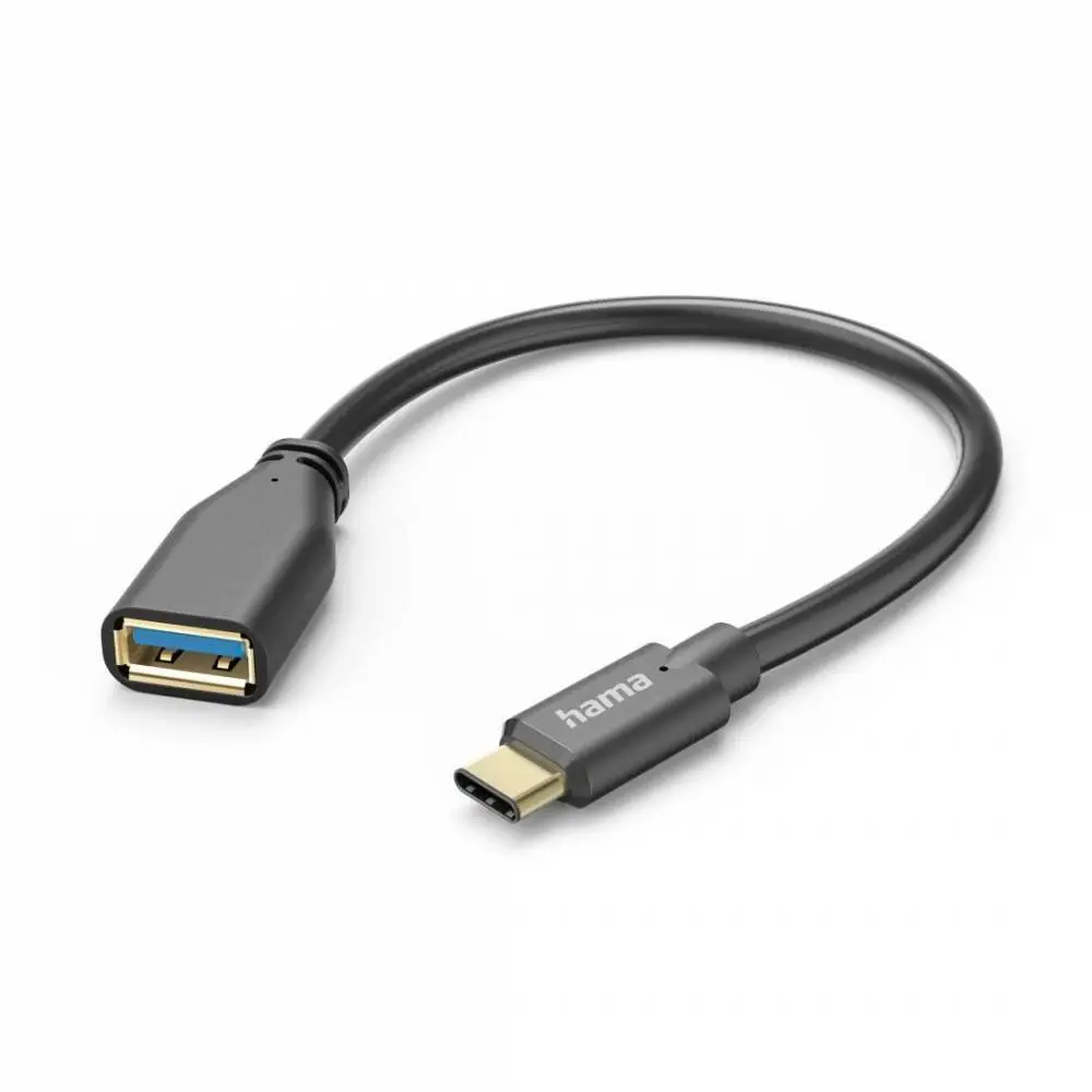 HAMA Адаптер OTG USB-C мъжко - USB-A женско, 0.15m, черен
