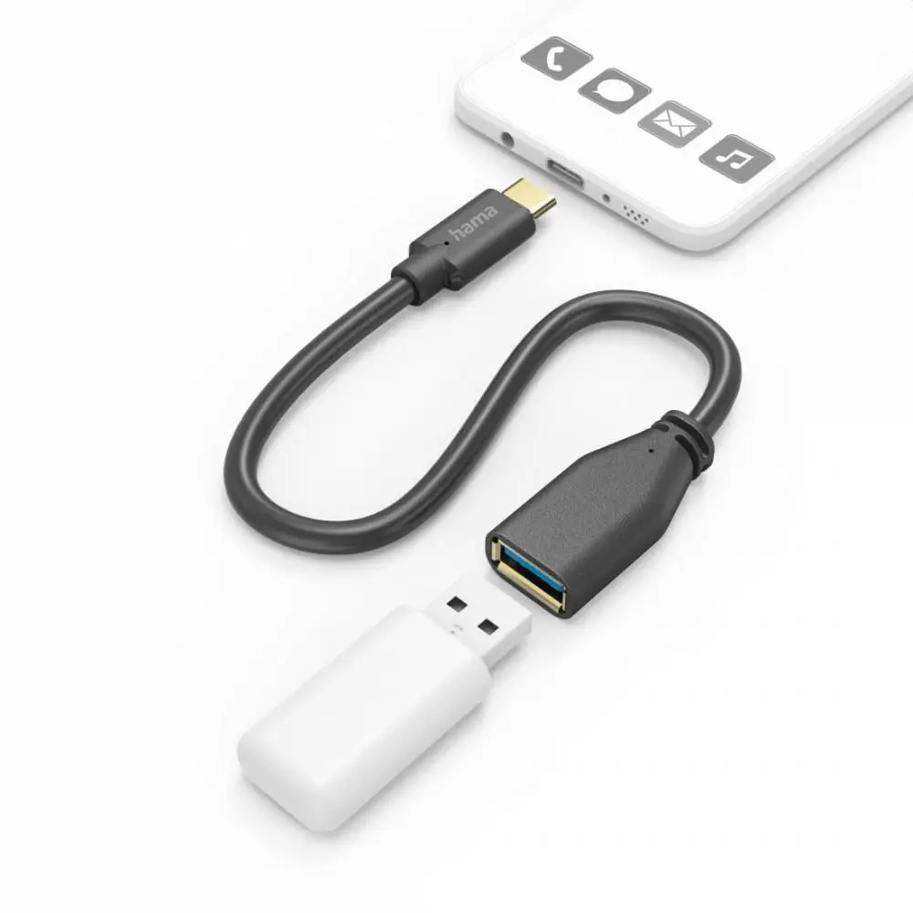 HAMA Adaptor OTG USB-C masculin - USB-A feminin, 0.15m, negru