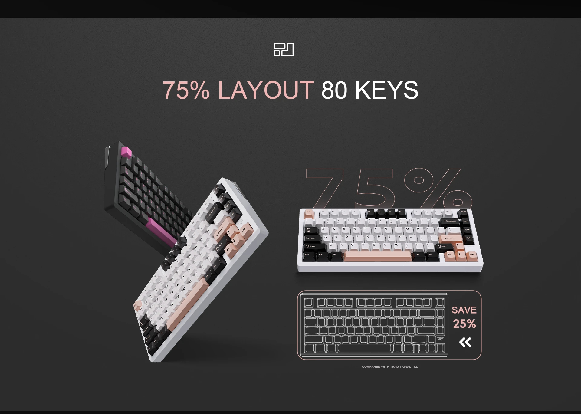 Геймърска безжична клавиатура VGNVXE75 V2 Misty Purple - Aniya Switches, BT5.0, 2.4G, Aluminium
