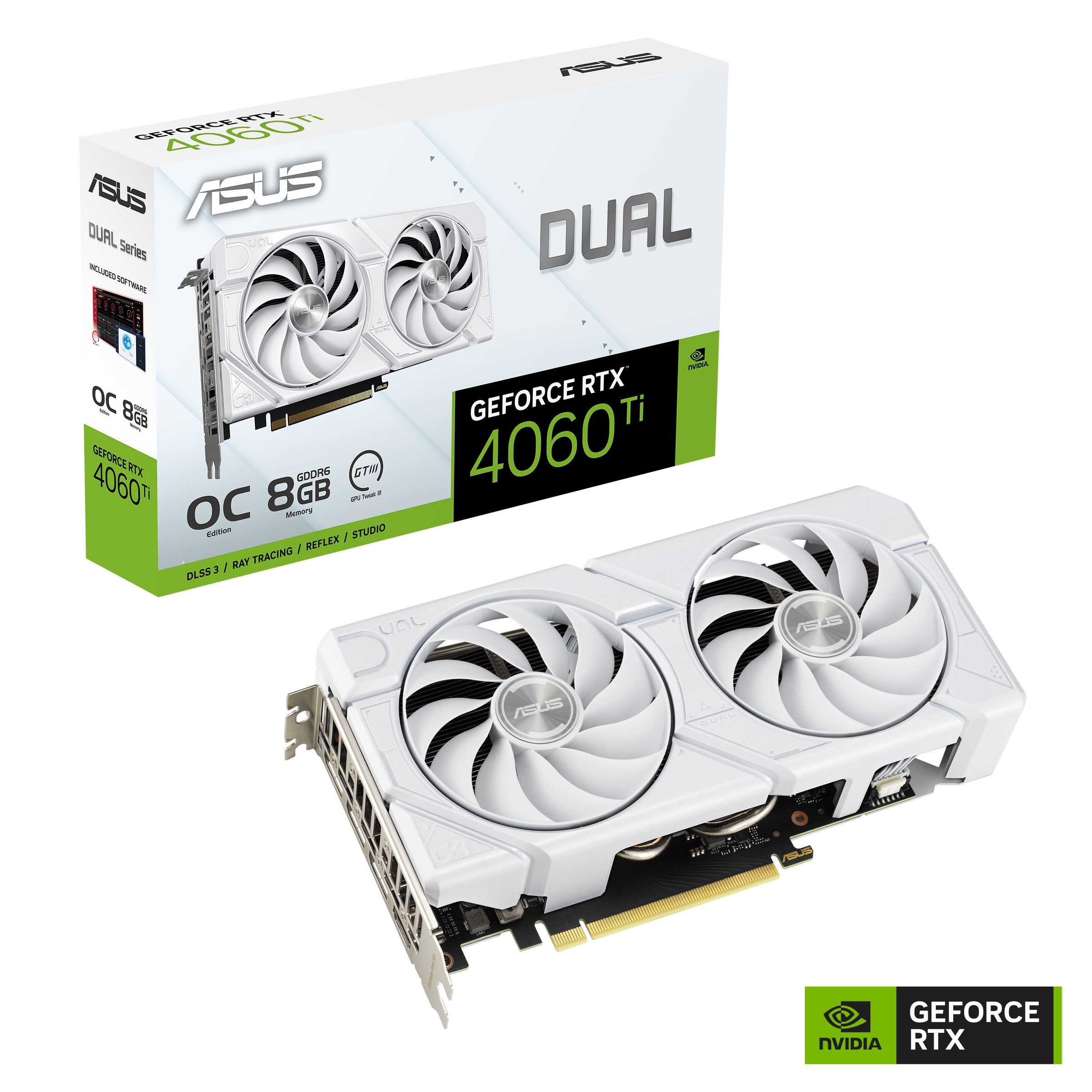 Видео карта ASUS DUAL GeForce RTX 4060 Ti EVO OC 8GB White - 90YV0J4B-M0NA00