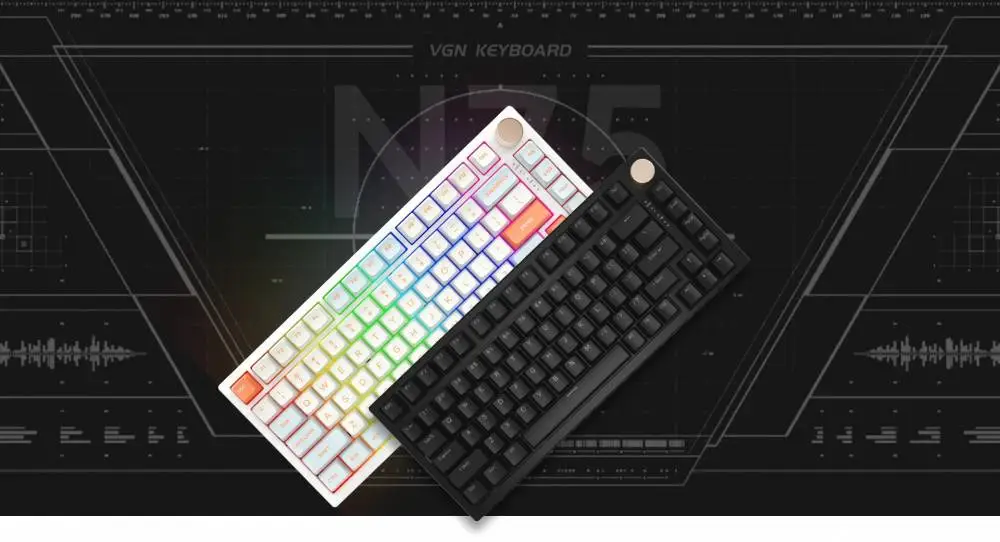 Геймърска механична клавиатура VGN N75 PRO Caribbean Blue - Kailh Vaporwave Switches, RGB
