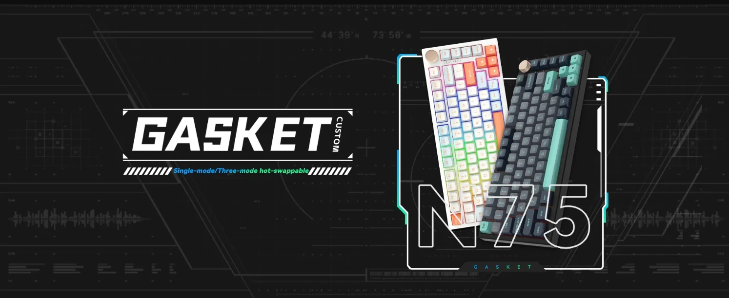 Геймърска механична клавиатура VGN N75 PRO Caribbean Blue - Kailh Vaporwave Switches, RGB
