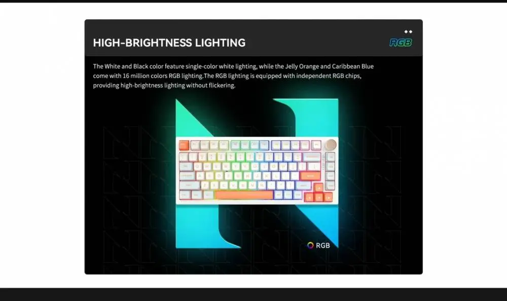 Геймърска механична клавиатура VGN N75 PRO Caribbean Blue - Kailh Vaporwave Switches, RGB
