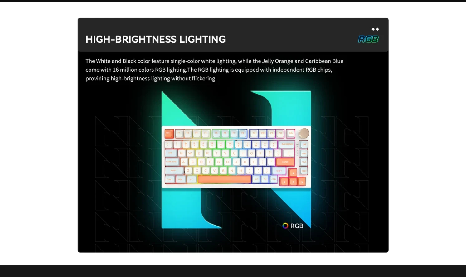Геймърска механична клавиатура VGN N75 PRO Caribbean Blue - Kailh Vaporwave Switches, RGB