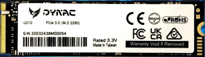 SSD Диск DYNAC G310 512GB M.2 2280 NVMe PCIe Gen3x4 - DG310512GB/R