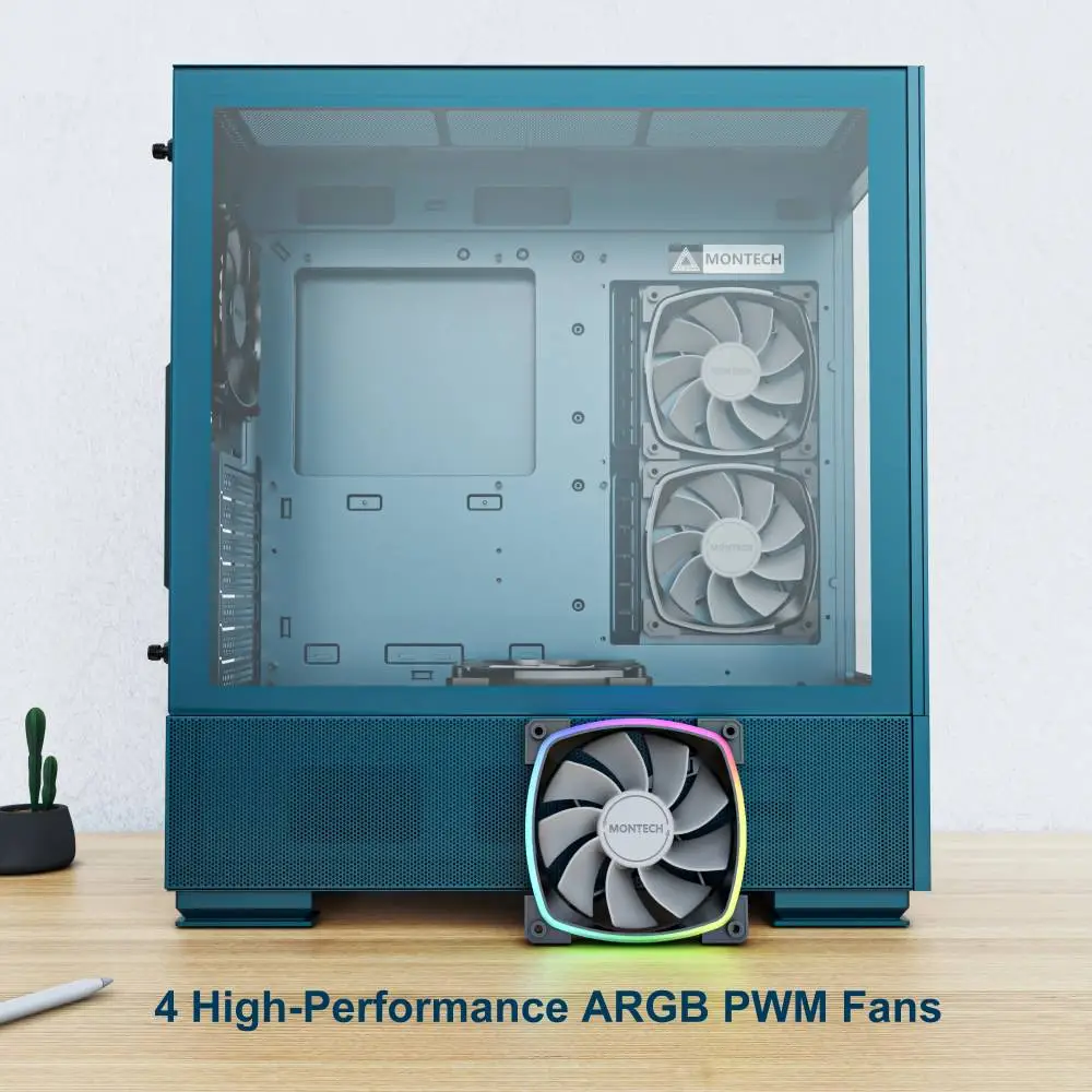 Кутия Montech SKY TWO Mid-tower Case TG ARGB Fans Morocco Blue