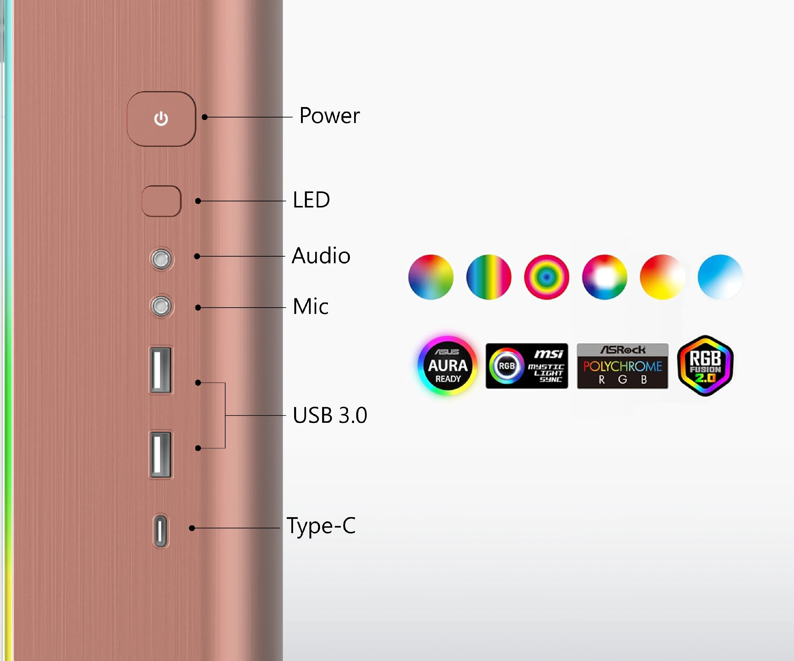 Кутия Montech KING 95 Pro Mid-tower Case ARGB Rose Gold