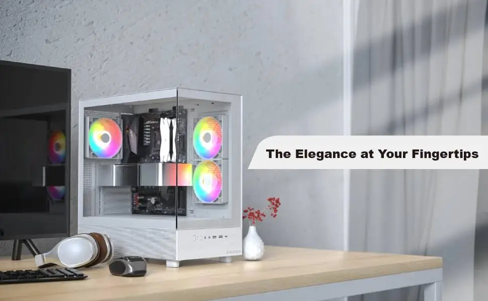 Кутия Montech XR (W) Case ATX 3 x 120 mm ARGB Fans, USB-C, White