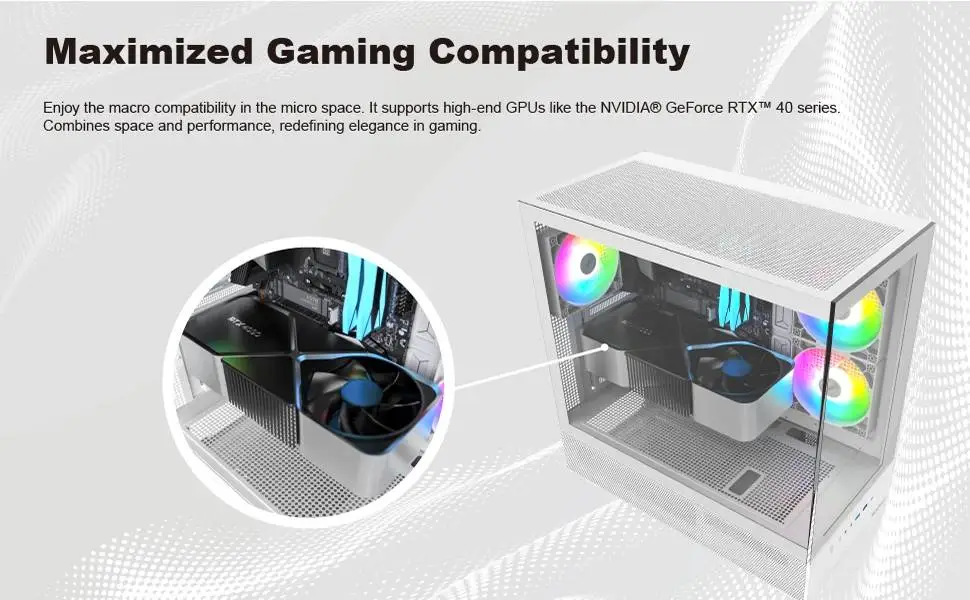 Кутия Montech XR (W) Case ATX 3 x 120 mm ARGB Fans, USB-C, White